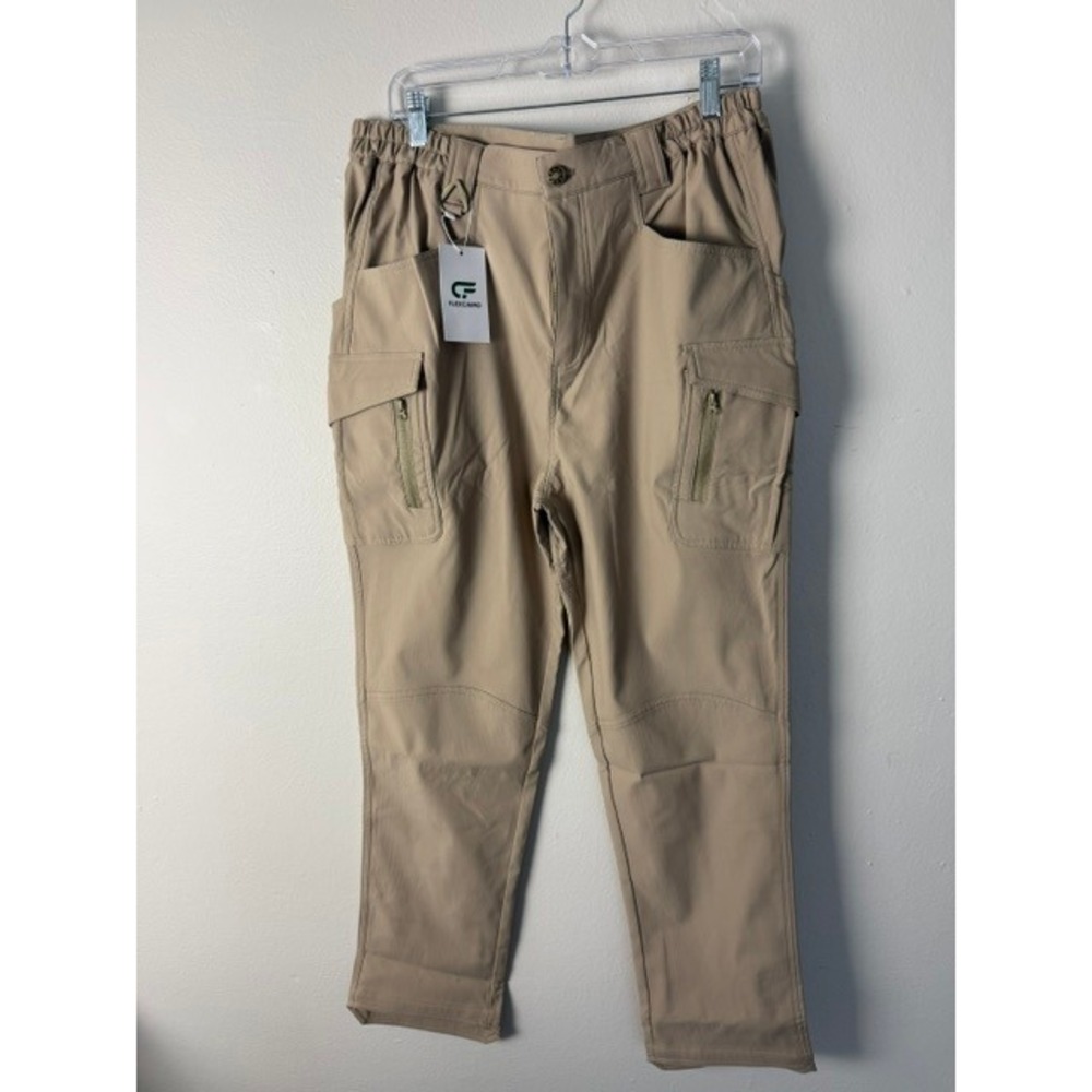 Flexcamo Khaki Tactical Cargo Pants Womens Size L 28 Multi-Pocket Outdoor Work